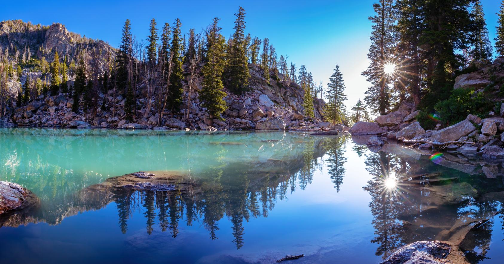 Reflective mountain lake